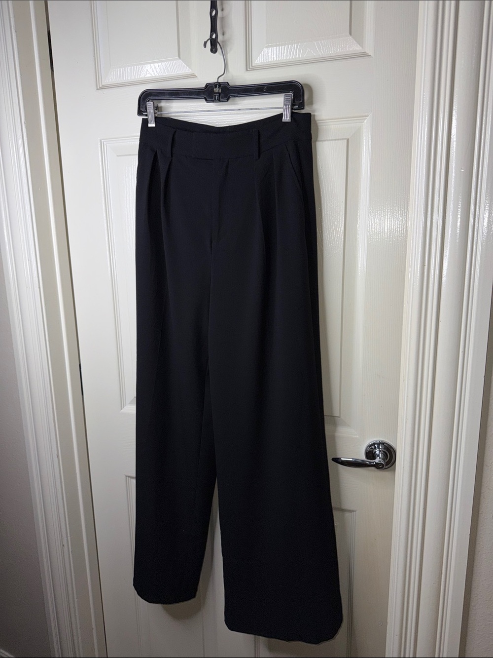 High-Waisted Black Wide-Leg Trousers